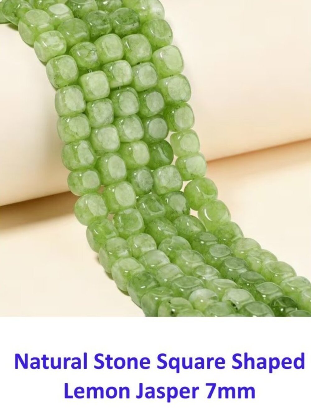 Natural Stone Square Shaped Lemon Jasper 7mm